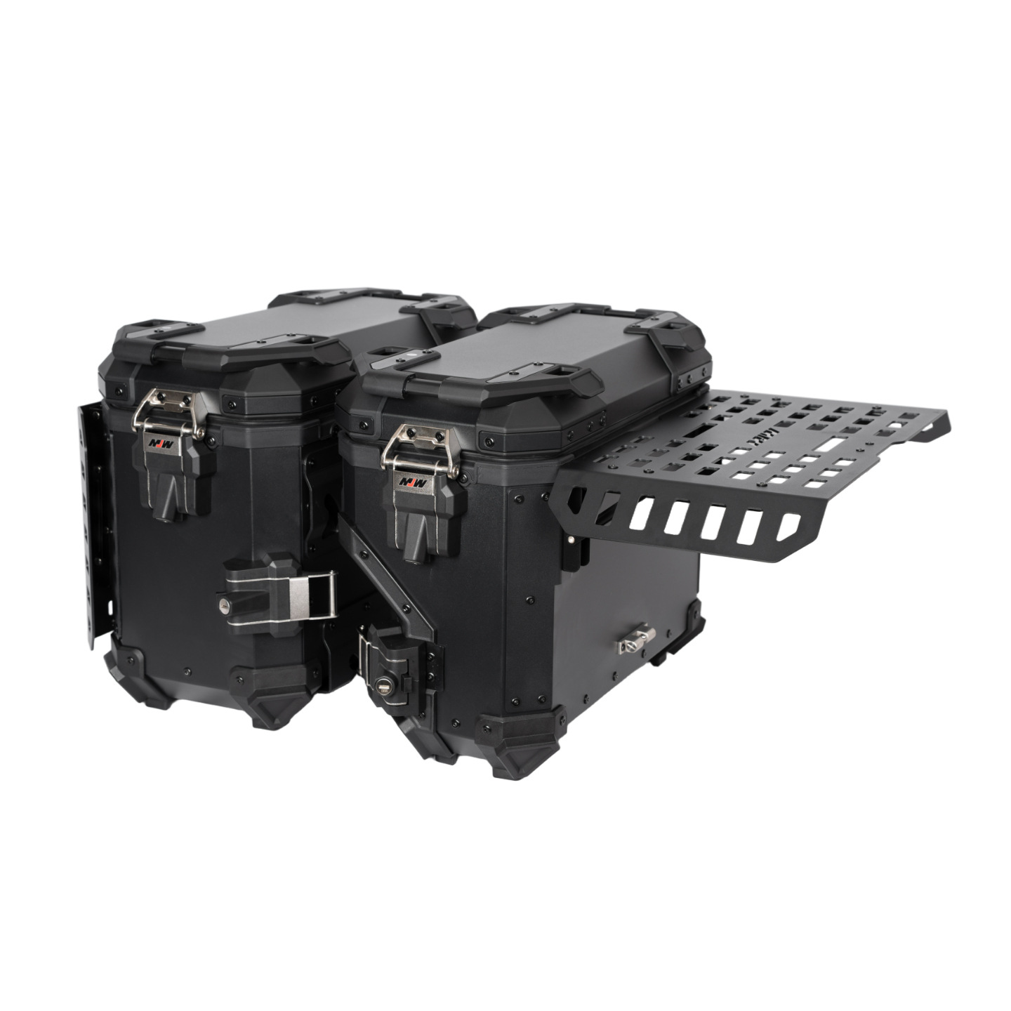 38Lbm Multifunctional Armored Black Aluminum Alloy Three-Box Motorcycle Tail Box Side Box for Motorcycle Travel and Camping Storage
