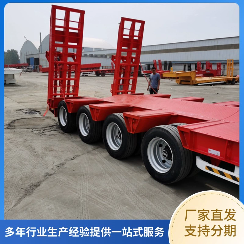 Экспорт низкорамного полуприцепа для транспортировки инженерной техники, полуприцеп 18m низкорамный полуприцеп, четырехосный полуприцеп