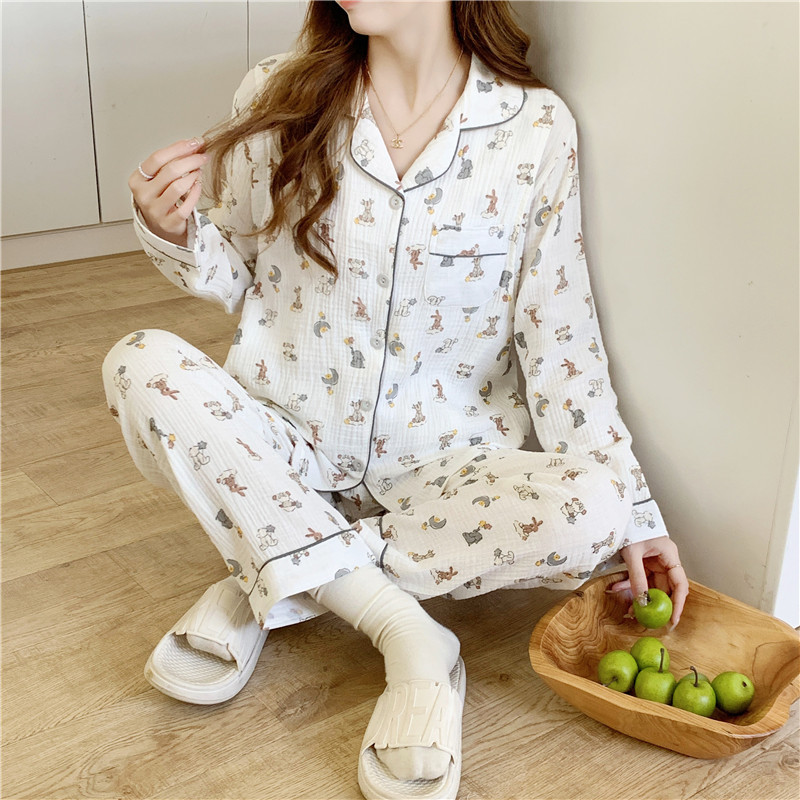 Primavera y verano confinamiento ropa delgada gasa de algodón puro posparto maternidad pijamas primavera y otoño Mayo 7 Enfermería 4 transpirable 6