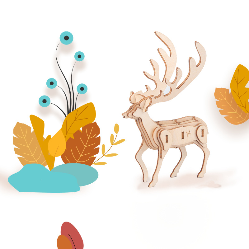 Nuevo tipo de venta caliente para niños de educación temprana DIY hecha a mano 3D animales tridimensionales de montaje de juguetes de madera