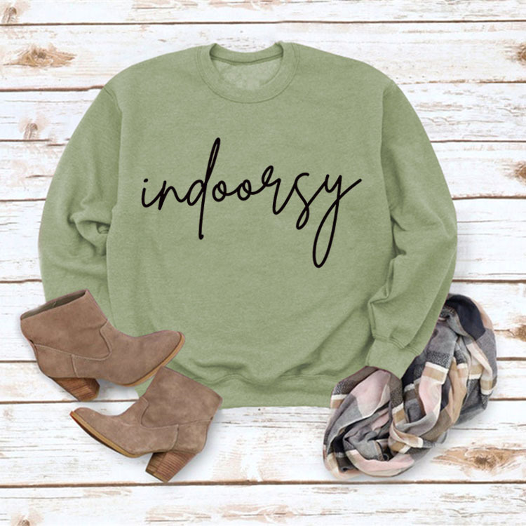 Indoorsy en stock Jersey cuello redondo europeo y americano Top manga larga impresa suelta simple suéter transfronterizo Comercio exterior al por mayor