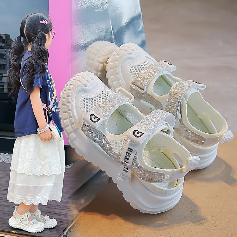 Sandálias de niñas verano 2026 nuevos zapatos de princesa para niños zapatos de malla hueca transpirables zapatos casuales zapatos image 3
