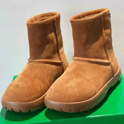 Lambskin Lined Snow Boots for Women - Winter Fleece Lined, Thick Insulated Warm Cotton Shoes, Chunky Sole Short Boots, Baguette Boots