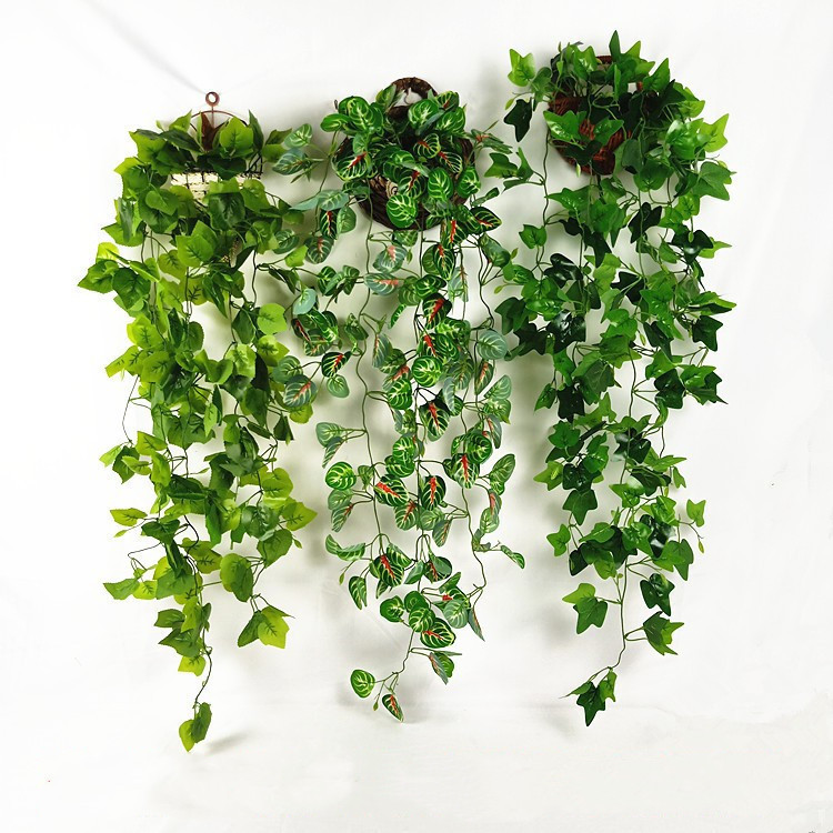 Plant Wall Hanging Ivy Pothos Grape Leaves Indoor and Outdoor Background Wall Decoration Artificial Vine Artificial Green Plant Wall