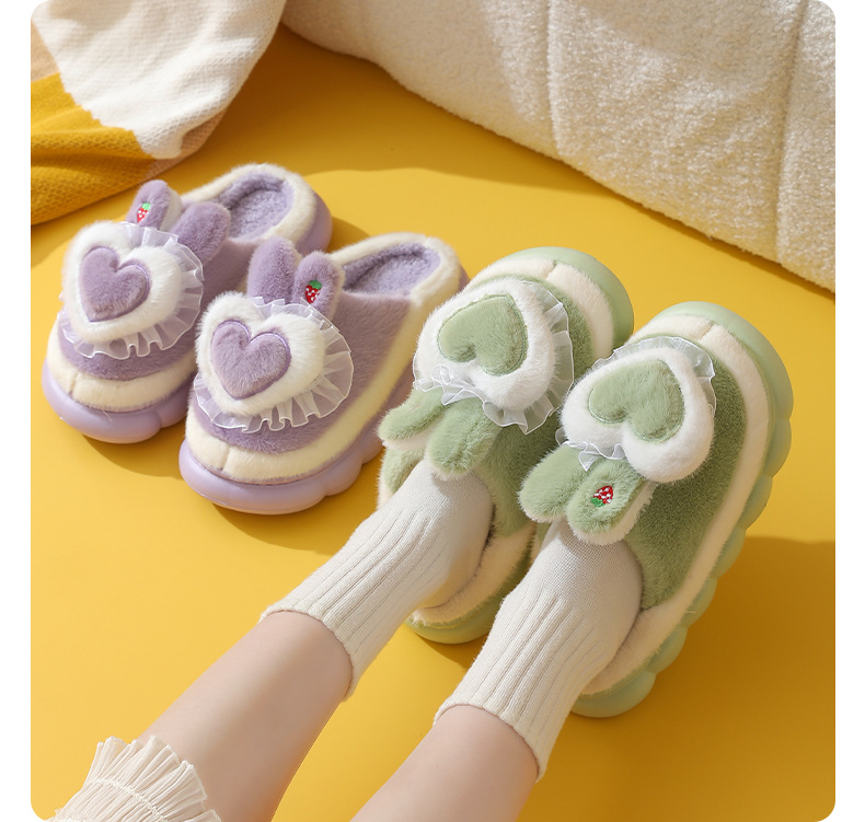 Women's Basic Heart Shape Round Toe Cotton Slippers display picture 1