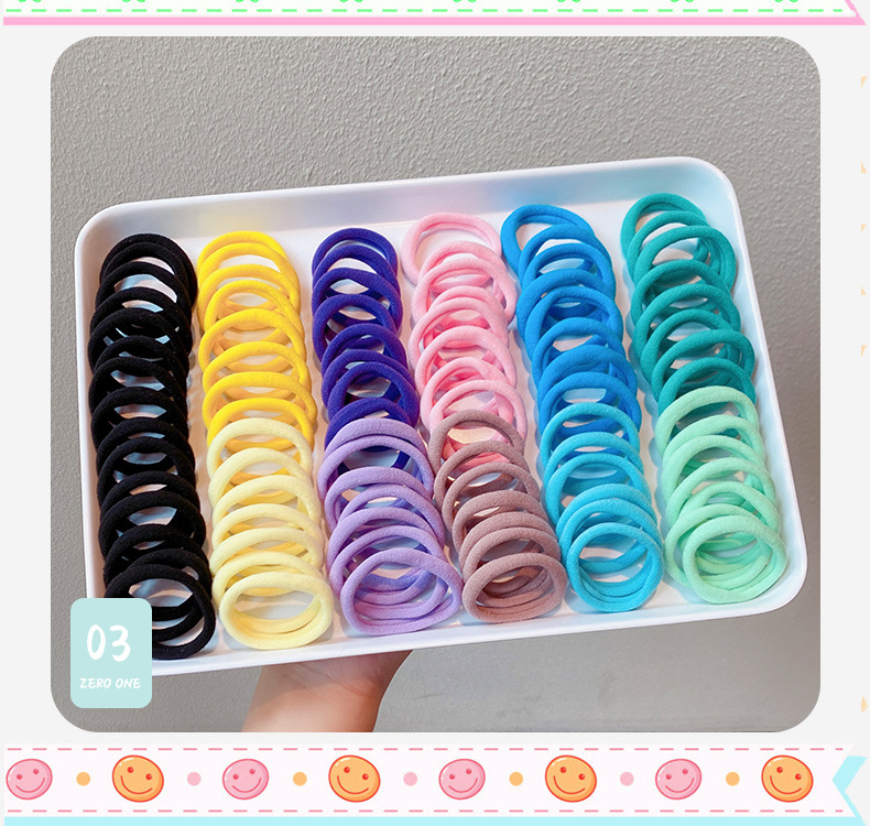 34g Weight Headwear Classification Festival Occasion Geometric Pattern Women'S Gender Pink, Purple, Green, Blue, Yellow, Black Color Wholesale Accessories Candy Colored 50 Pieces Basic Elastic Hair Rope Nihaojewelry 9