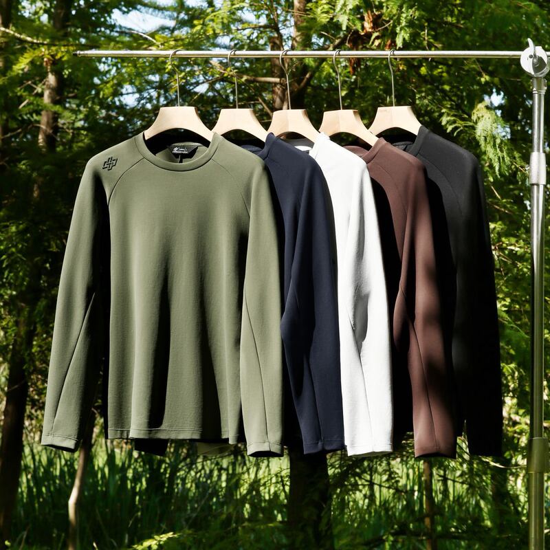 Italian Classy High-Tech Spring & Fall Sports Sweatshirt for Men Imported Hollow Yarn Outdoor Casual Long-Sleeved Pullover T-Shirt