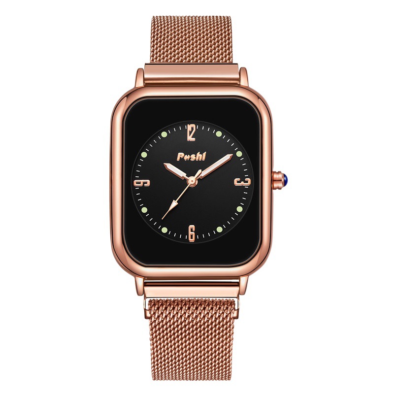 Posthi moda tendencia de moda todo-acero cuarzo reloj de mujer Reloj simple casual cuadrado impermeable reloj de las mujeres al por mayor