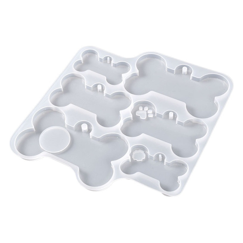 DIY cristal epoxi molde con agujero hueso mascota colgante simple silicona en stock