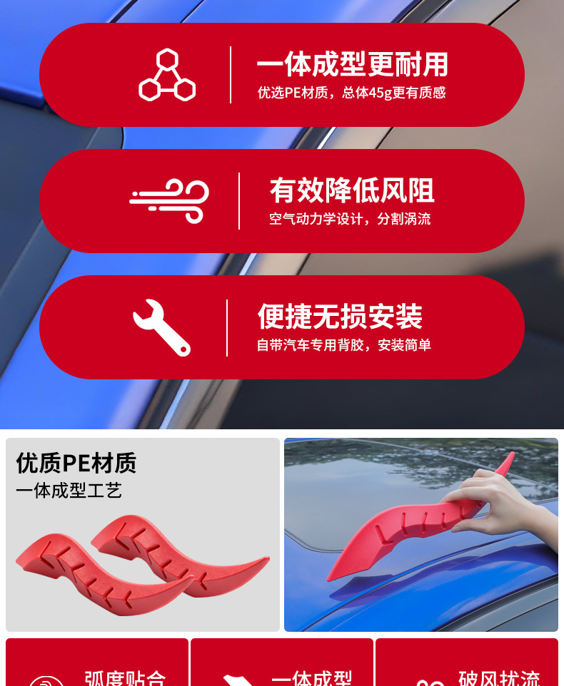 Cross-Border Dragon Horn Car Roof Decoration Car Modification Vehicle Upgrade Arc Light Speed-Type Airflow Fins Accessories Wind Knife Decorations