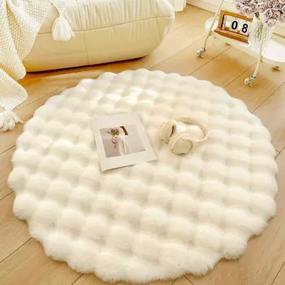 Girls' Bedroom Bedside, Living Room | Car Carpet - white-rabbit-plush-40120cm-imitation-rabbit-fur