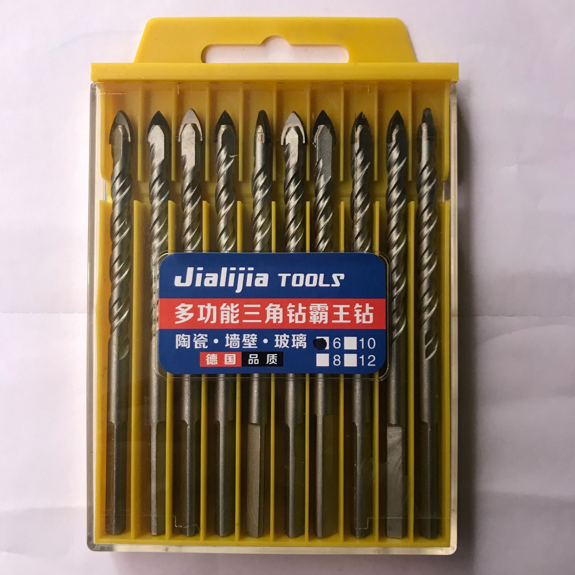 Fabricante de fuente taladro de aleación taladro de triángulo de cerámica de vidrio pared Overlord taladro alemán de cuatro cuchillas taladro cruzado