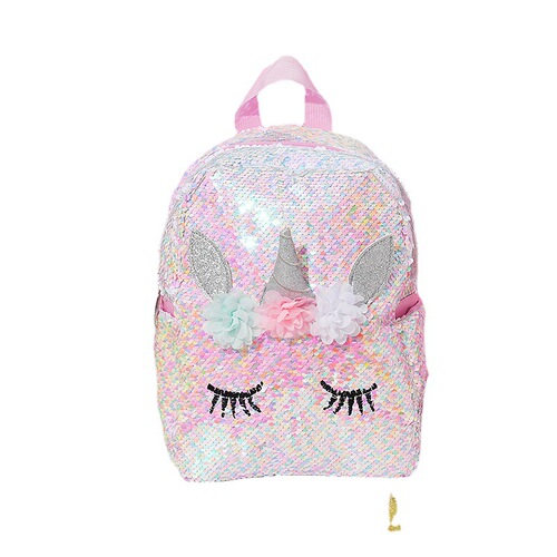 New cartoon cute eyelash embroidery backpack, fashionable unicorn laser sparkles dual shoulder bag