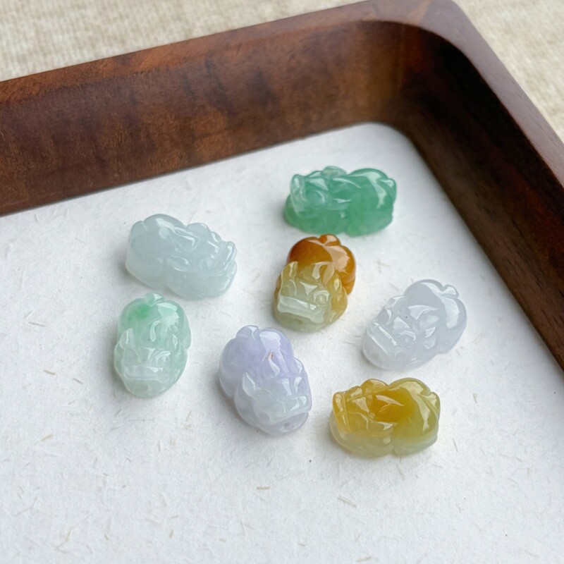 Myanmar A Jade Double Hole Ice Three Color Pixiu Bracelet Accessories Hand Rope Men and Women Support Re-inspection