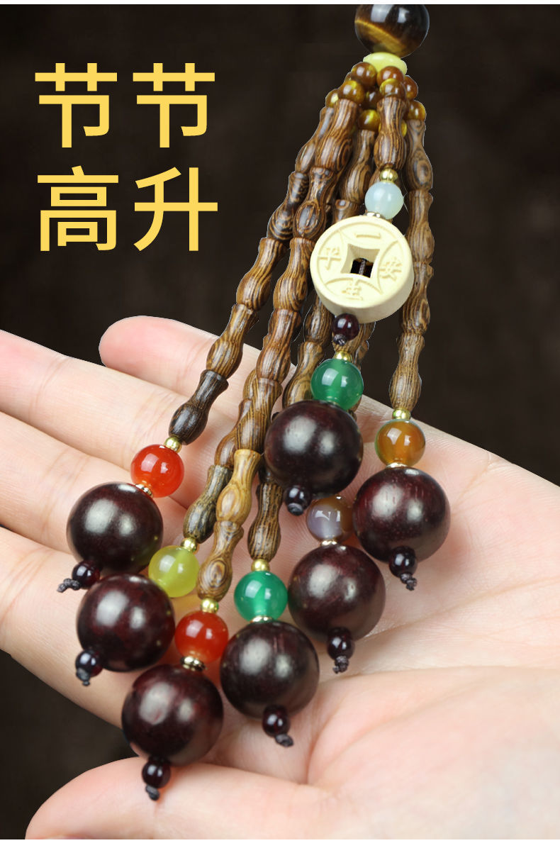 Car Pendant Peach Wood Safety Gourd Car Rearview Mirror Hanging Decoration High-End Solid Wood Ornament