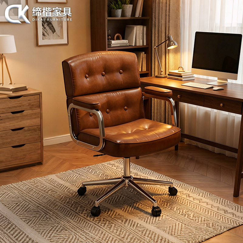 Luxury computer chair in vintage style, comfortable for long-term sitting, suitable for home study, bedroom, or makeup use, with a backrest and swivel function Luxury computer chair in vintage style, comfortable for long-term sitting, suitable for home study, bedroom, or makeup use, with a backrest and swivel function
