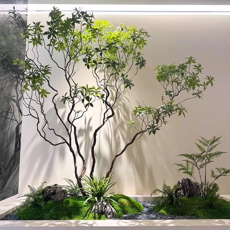 ハイエンド模擬馬酔木窓造園植物屋内シンプルなバイオニック緑植物装飾ツリー大型風景人工ツリー|undefined