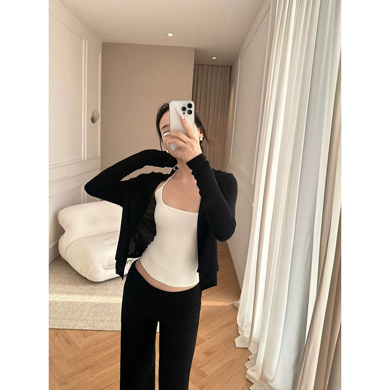 Moses Queen/Moses Queen's Gentle and Lazy Style Knitted Top for Women, Autumn Slim-Fit Thin Short Cardigan