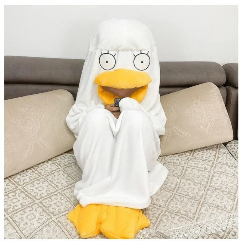 Gintama Elizabeth Duck Pajamas Women's Winter One-Piece Funny Couple Sleeping Bag Cute Cartoon Flannel Pajamas
