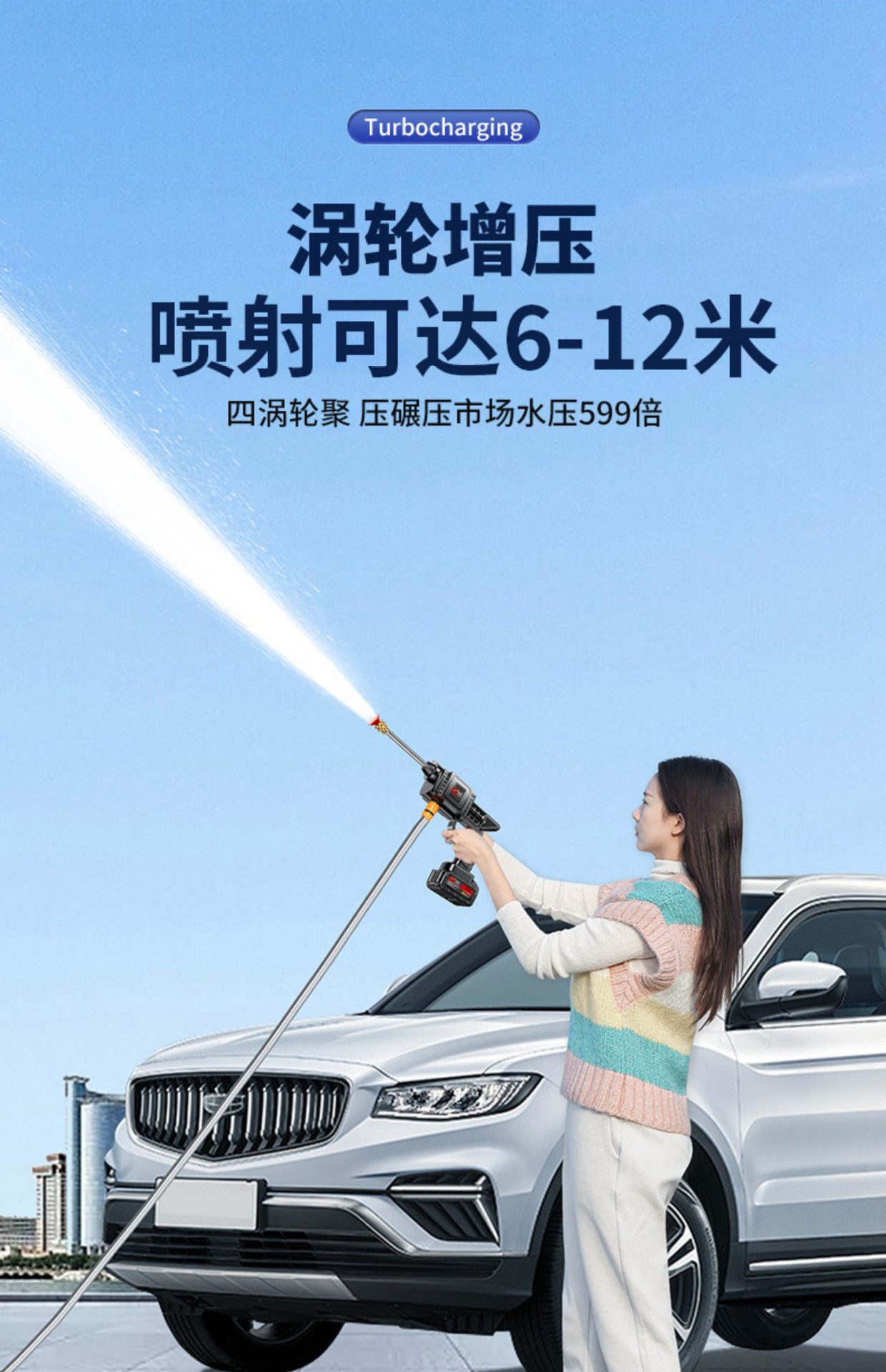 Household Car Wash Gun, High-Pressure Electric Car Wash Machine, Flower Watering Gun, Car Washer, Booster Lithium Battery, Wireless Car Washer, Wholesale