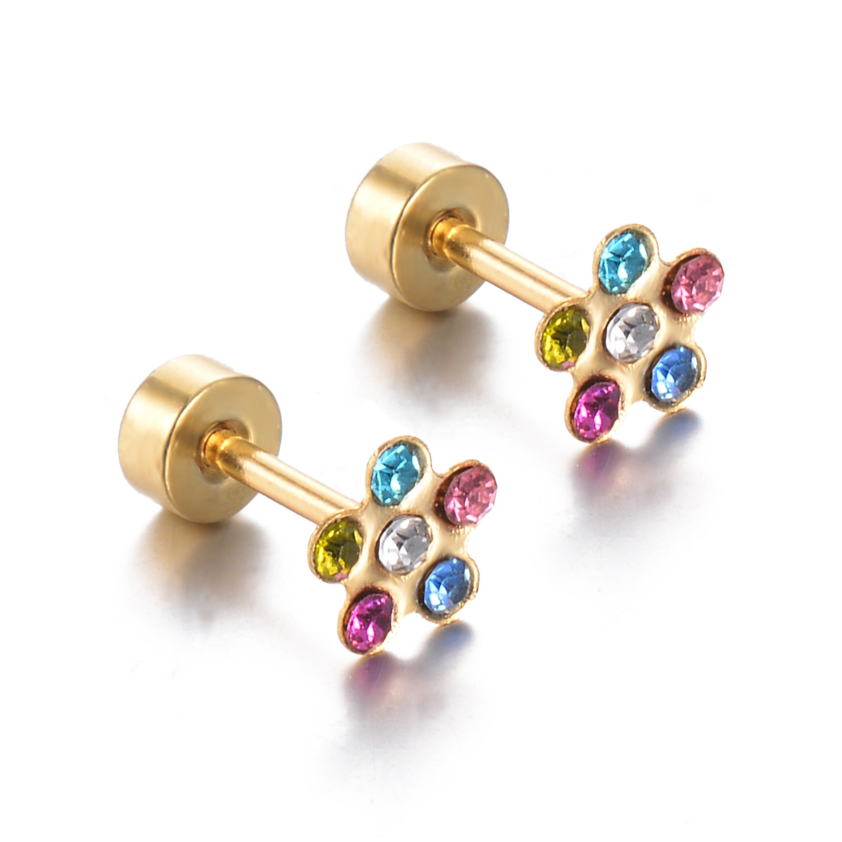 4g Weight PVD Coated Gold Plating Process 304 Stainless Steel Ear Needle Material 18K Real Gold Plated Plating Material Ear Studs Classification 1 Pair Quantity Holiday, Daily Occasion 304 Stainless Steel Material Geometric, Eye Pattern Women's Gender Simple Style Style Enamel Craft 1 Pair Simple Style Geometric Eye Enamel Stainless Steel Ear Studs 5