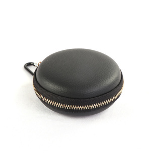 Hot round pebble leather lightweight new mobile phone bag earphone portable storage bag zipper bag