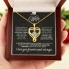 Golden cards, gift box from natural wood