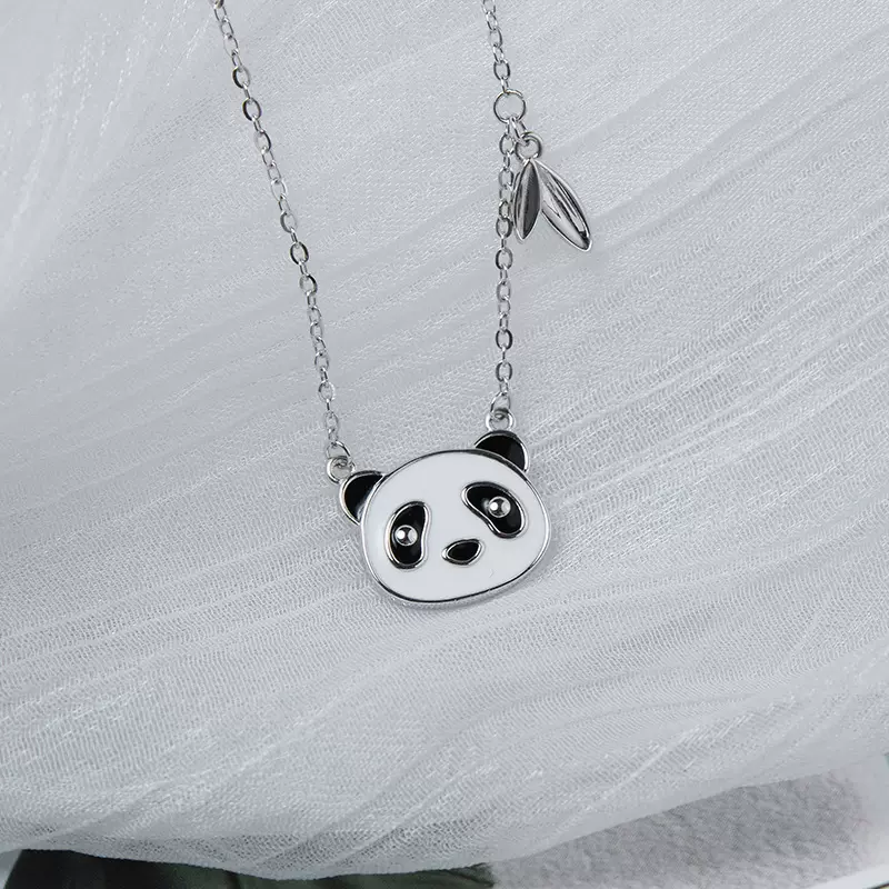 闽粤S925纯银国潮熊猫项链女国风个性小众可爱时尚吊坠锁骨链饰品