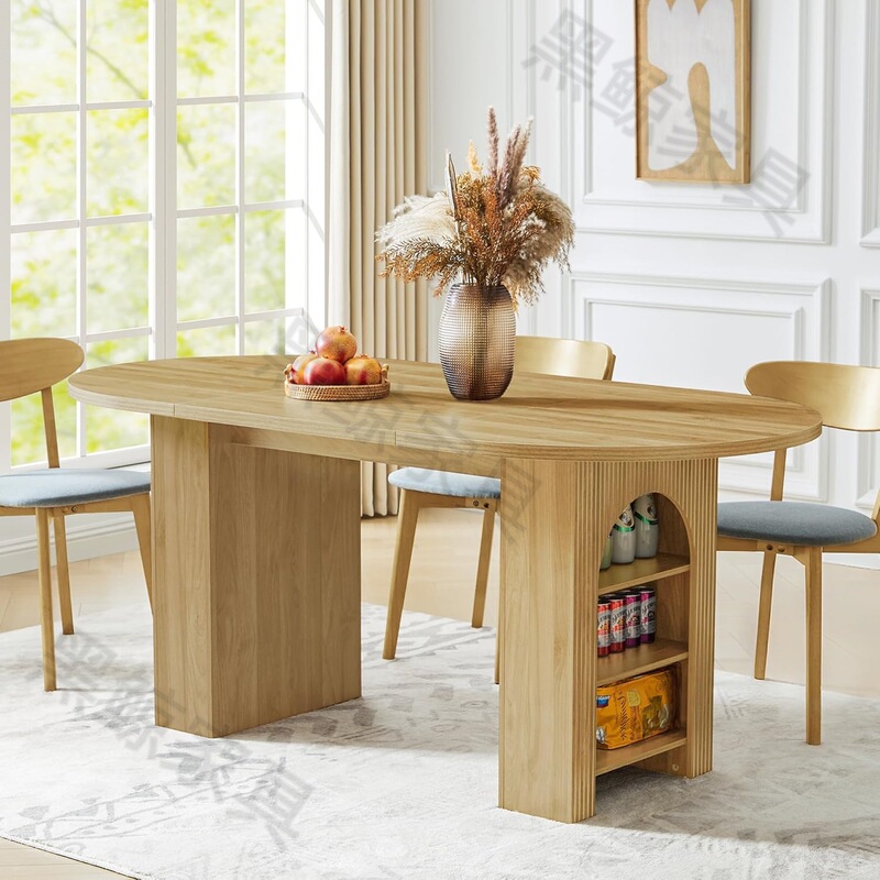 Hot-Selling Amazon Panel Furniture European and American Foreign Trade Cross-Border Oval Dining Table Factory Wholesale Modern Farmhouse Dining Table