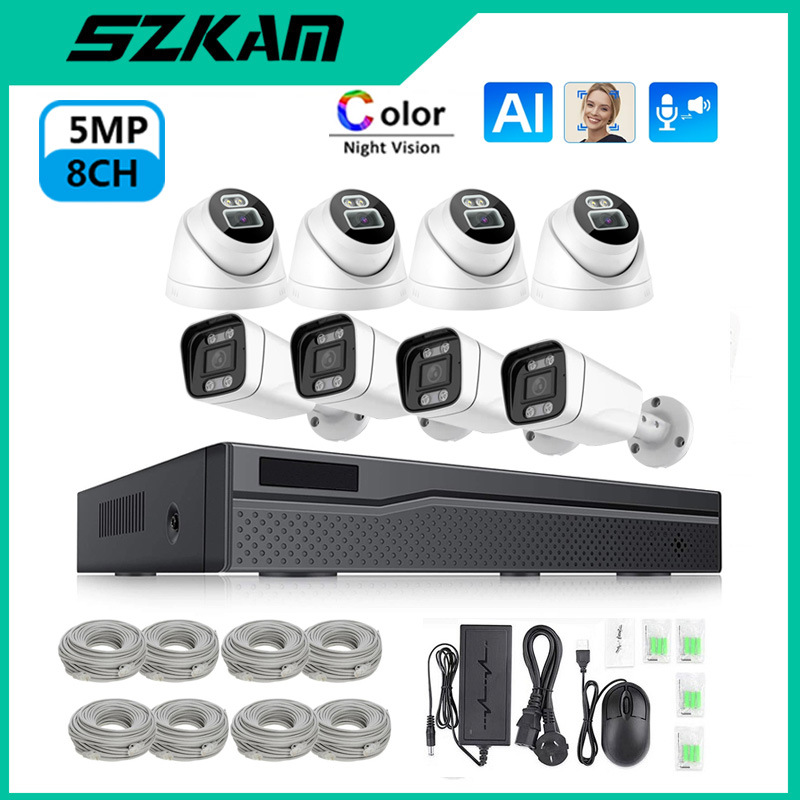 A todo color de visión nocturna con audio POE red Cable Alimentación traje vigilancia CCTV NVR HD Cámara al por mayor