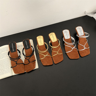 Internet Popular Broken Heel Niche Strap Sandals Fairy Shoes 2025 New Summer Outwear High Heels Roman Sandals