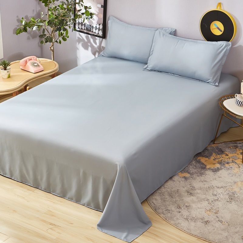 Sábanas de cama tela al por mayor tratamiento de agua lavado algodón dormitorio de color sólido cama doble arroz colcha blanca gris oscuro