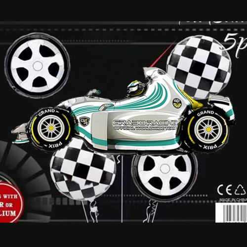New 18-inch round checkered striped aluminum film balloon round racing tire theme party balloon wholesale