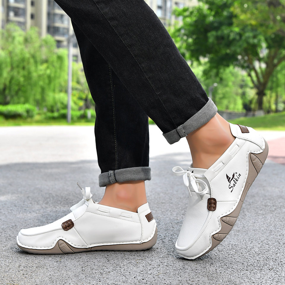 Giày lười nam cỡ lớn da heo khoét lỗ cổ cao, giày slip-on mũi tròn đế cao su — 2691 màu nâu, 2691 màu trắng, 2691 màu xanh lá cây, 2691 màu đen chi tiết 7