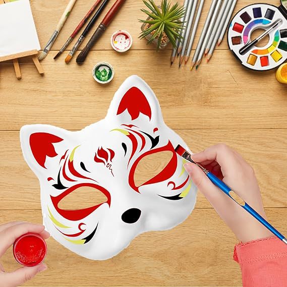 Amazon Halloween máscara de cara de gato en blanco accesorios hechos a mano para niños máscara de pintura máscara de pulpa degradable ecológica