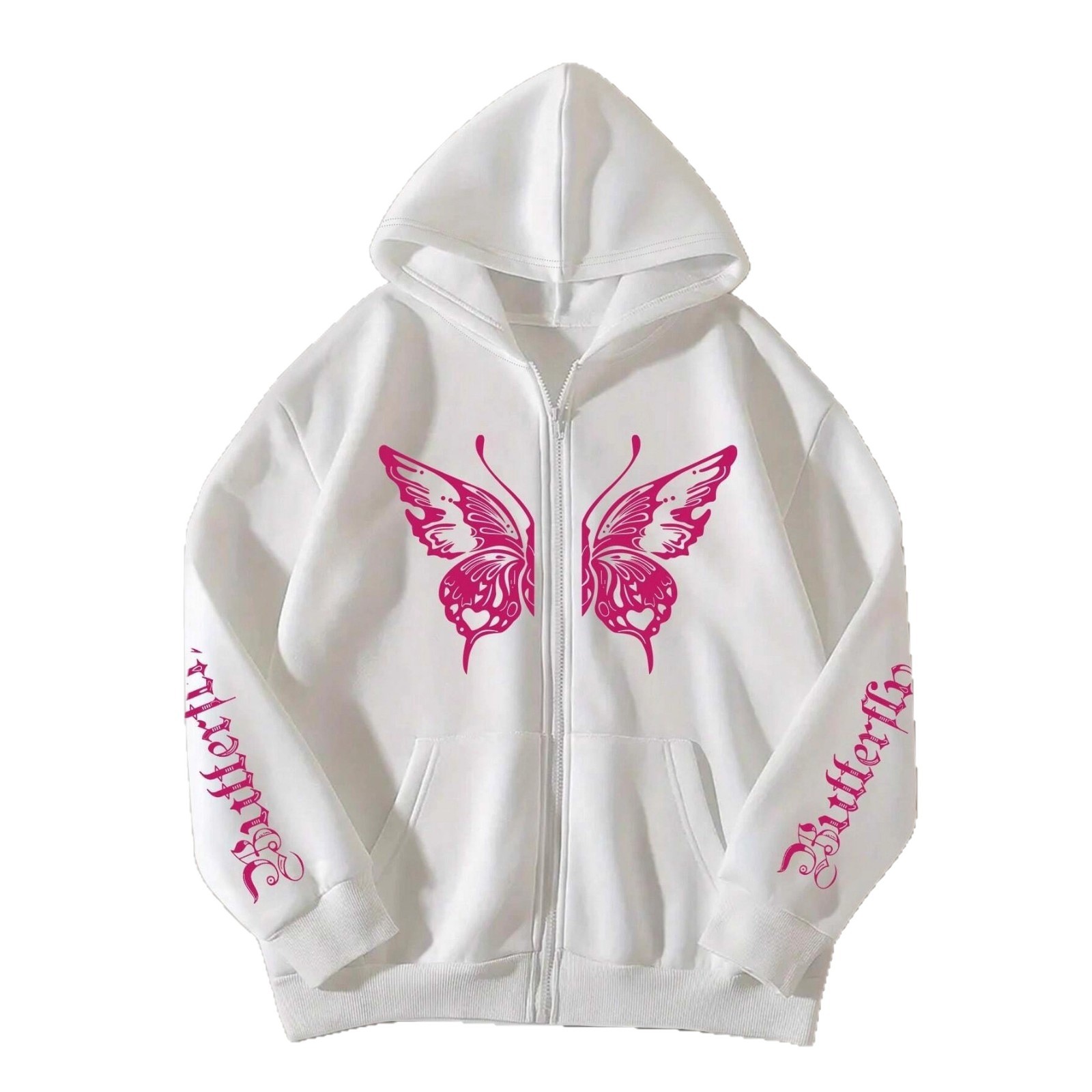 Tendencia transfronteriza mariposa capucha suéter mujer estilo coreano cremallera suelta abrigo otoño e invierno engrosado suéter de mujer de terciopelo
