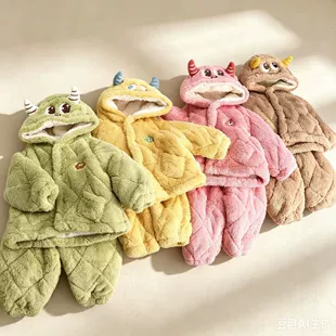 Детская пижама из кораллового флиса стёганая на зиму