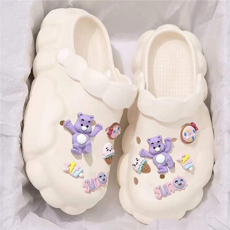 Cute Cloud Cave Shoes Women's Summer Outer Wear New Non-slip Poop-feeling Thick-soled Baotou Sandals Slippers Women's Beach