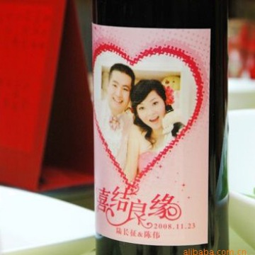 供应婚宴红酒瓶不干胶贴  宴会酒瓶标签贴