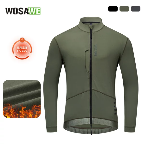 Wosawe Autumn and Winter Fleece Thermal Jacket Cycling Clothing Colorful Reflective Mountain Road Bike Men's Cold-Proof Top