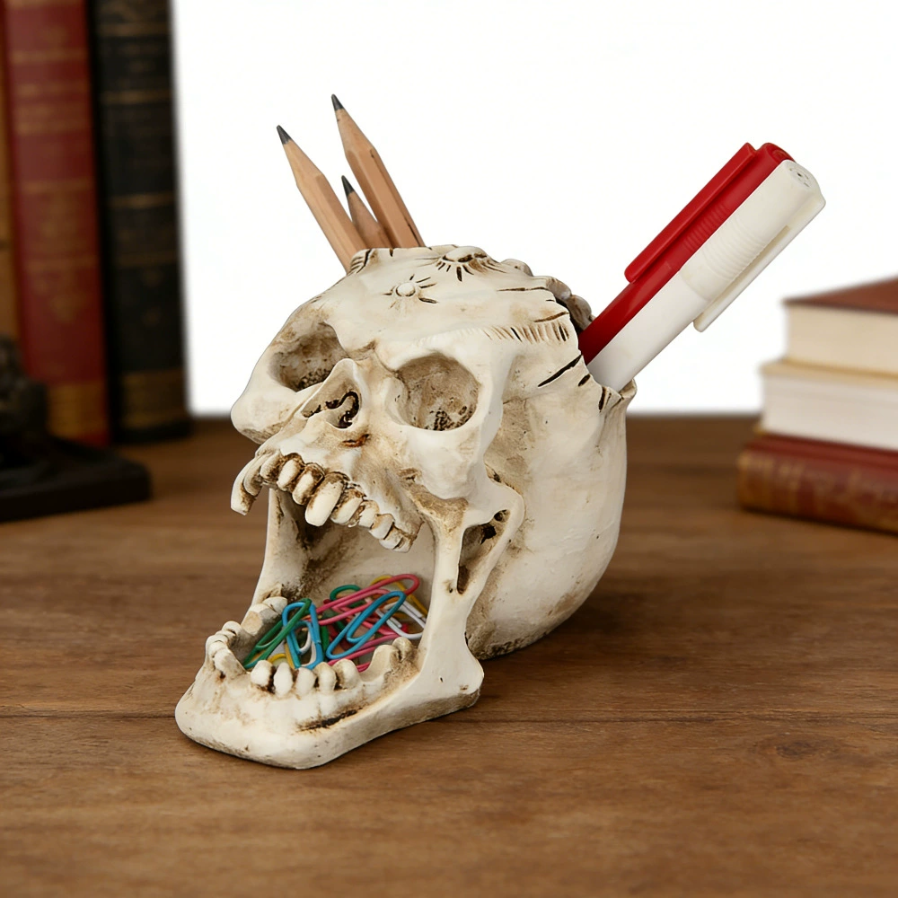 Fangs Skull Storage MH18059, Resin Decorative Skull Organizer 8×13×10 cm for Jewelry & Makeup