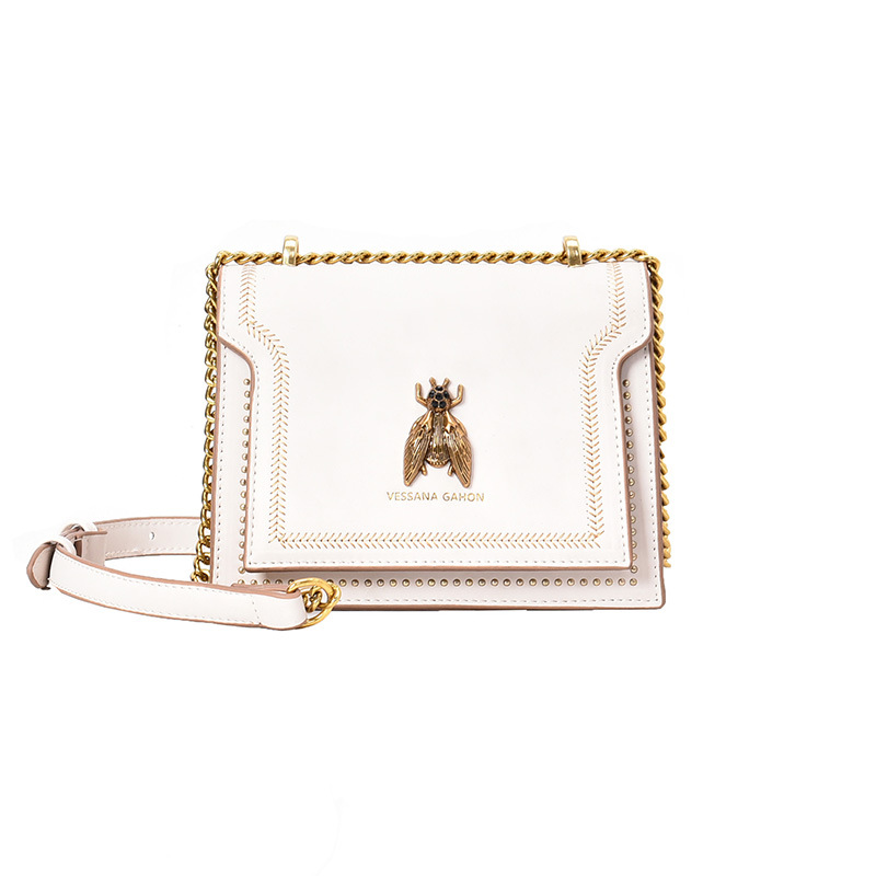 Borsa a tracolla retrò a catena tracolla portatile decorazione ape design della moda 2023 nuova borsa quadrata piccola trama francese_voghion.com