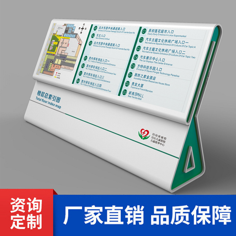 医院商场精神堡垒导向牌户外景区地产立式导视牌不锈钢指示牌厂家