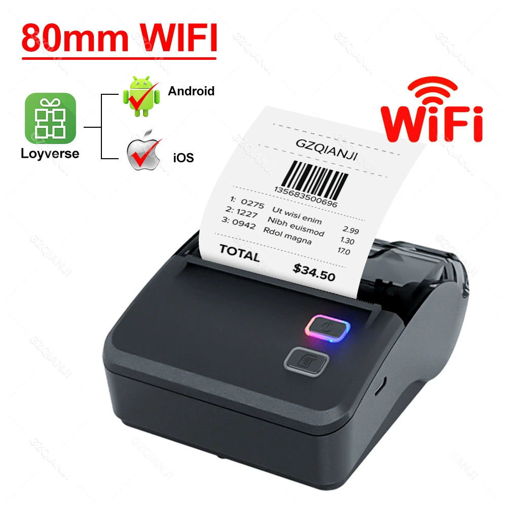 Термопринтер GZM8022 — 80 мм, USB + Bluetooth, 203 dpi, аккумулятор 1800 мА·ч