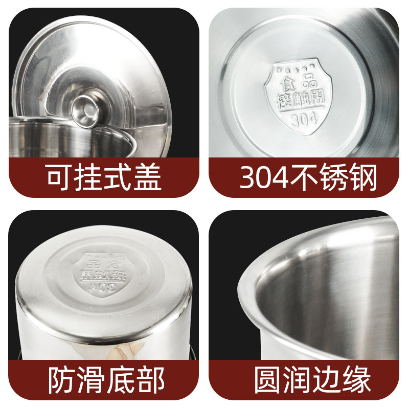 304 de acero inoxidable miso comercial Hotel suministros espesado condimento no magnético olla huevo tazón con tapa redonda condimento tarro