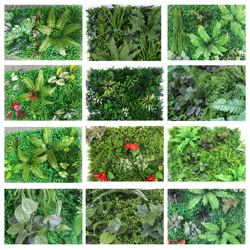 Pared de planta de simulación retardante de llama paisajismo interior y exterior pared decorativa de planta verde canal de partición de eucalipto pared de planta artificial