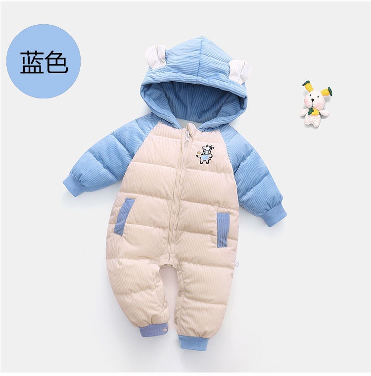 Nuevo mono infantil niños y niñas bebé más terciopelo engrosado abajo ropa de algodón acolchado recién nacido ropa de invierno