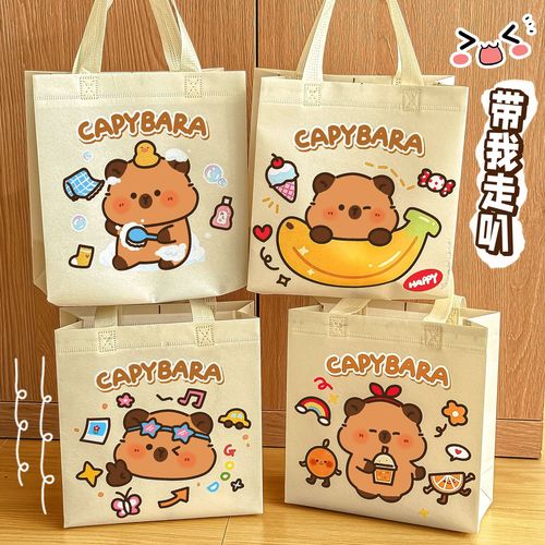 Kapibara Handbag Cute High-Quality Non-Woven Gift Bag Cartoon Capybara Birthday Favors Packaging Bag