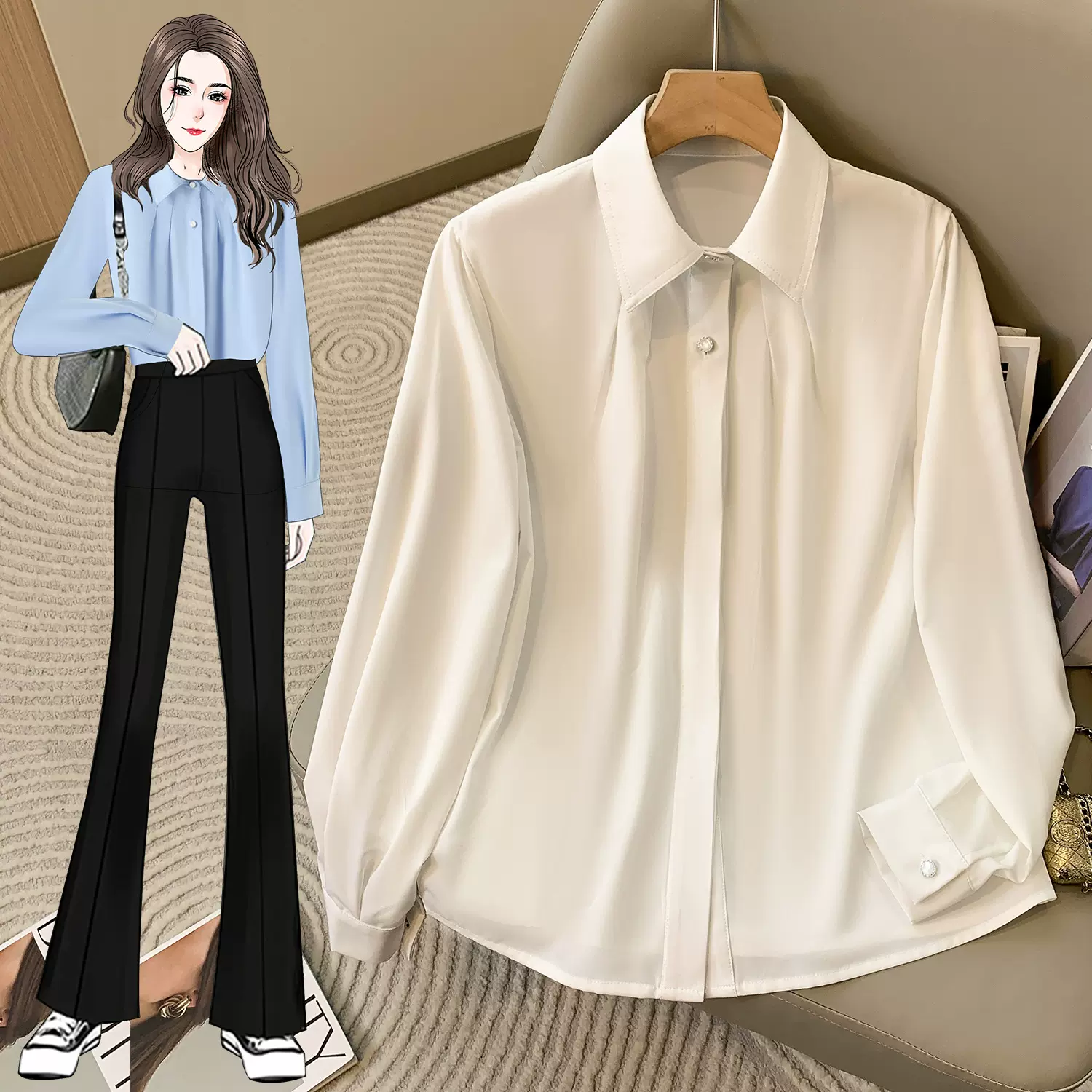 2026春装新款韩版长袖宽松职业面试高级感抗皱衬衫正装上衣