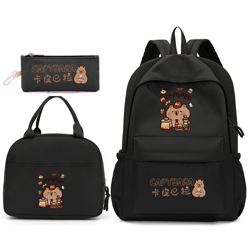 Three-Piece Capybara Schoolbag Female Elementary School Student Backpack Cute Little Fresh Capybara Girl Junior High School Student Backpack Three-Piece Capybara Schoolbag Female Elementary School Student Backpack Cute Little Fresh Capybara Girl Junior High School Student Backpack